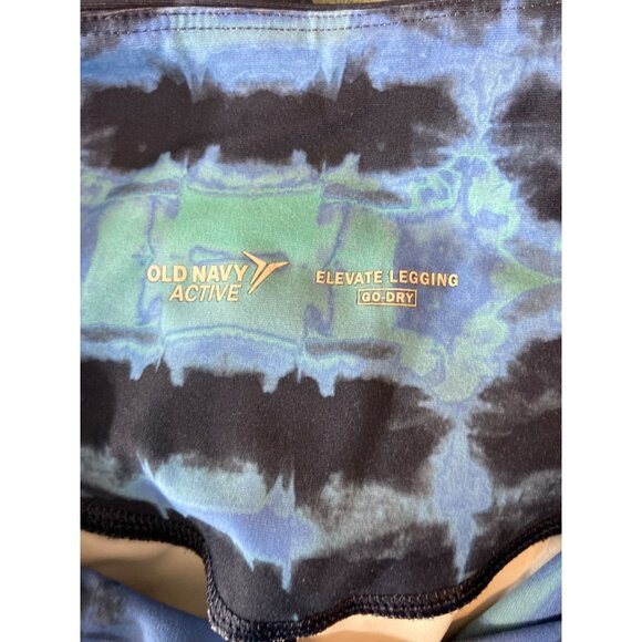 Old Navy Active Leggings M Blue GreenTie-Dye GoDry Elevate Stretchy Athleisure - Picture 3 of 7